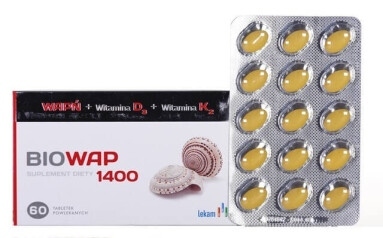 Biowap 1400 wapń, vit.k2, vit.d, 60 tabletek