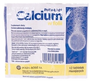Calcium w folii, Polfa, 12 tabletek musujących