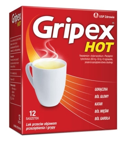 Gripex Hot, proszek do sporządzania roztworu ustnego, 12 saszetek