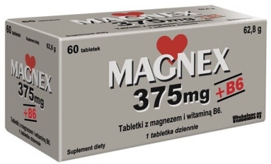Magnex 375 mg+ witaminia B6, 60 tabletek