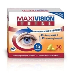 Maxivision Total, 30 kapsułek wysokogatunkowa luteina, kwasy omega, witaminy