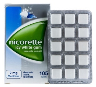Nicorette icy white gum, 2 mg, gumy do żucia (import równoległy), 105 szt.