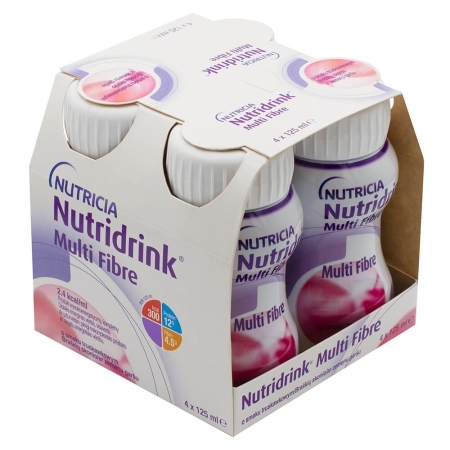 Nutridrink Multi Fibre o smaku truskawkowym, 4x125 ml