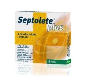 Septolete Plus smak miodu i limonki, pastylki do ssania, 18 szt.